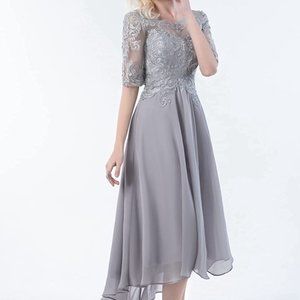 NWOT White Lace and Chiffon Mother of The Bride/Wedding High-Low Dress - Size 8